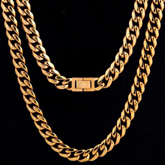 18k Gold Miami Cuban Link Chain Necklace - Picture 6 of 6